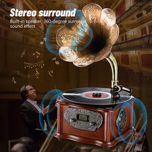 Platine vinyle européenne <span class=keywords><strong>haut</strong></span> <span class=keywords><strong>de</strong></span> <span class=keywords><strong>gamme</strong></span> pour gramophone antique <span class=keywords><strong>CD</strong></span> sans fil en bois massif <span class=keywords><strong>Vintage</strong></span> tourne-disque vinyle Bluetooth Mini Aux Home - Product Image 6