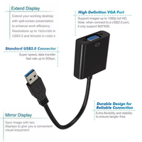 Cable adaptador USB 3,0 a VGA, tarjeta gráfica externa, convertidor de vídeo multi-dp para Windows 7, 8, 10, PC y portátil