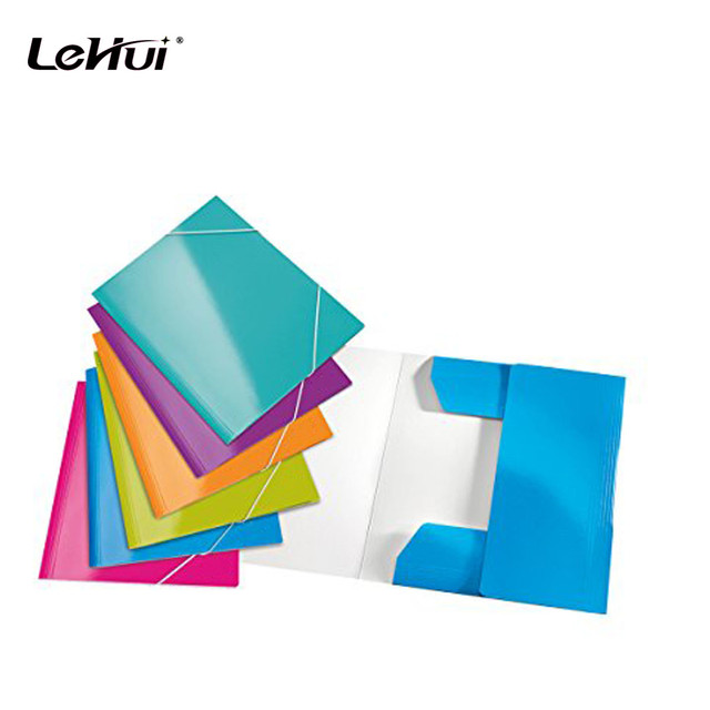 High Quality 300gsm Glossy PP Laminated 3-Flap Folder With Elastic Bands for School and Office Supplies