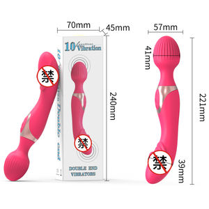 Damen Spielzeug für Erwachsene ABS Silikon Doppel köpfiger AV-Zauberstab Vibrator G-Punkt Massage stab Anal Dildo Schwarzes Kabel XXX USB-Netzteil - Product Image 5