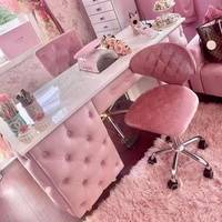 Meubles de salon de manucure en vente, table de manucure rose et diamant, bureau à ongles avec collecteur de poussière