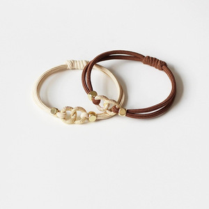 Coletero de doble hebra con anillo de aleación de alta elasticidad, estilo coreano, sencillo y elegante, para mujer, uso casual - Product Image 3
