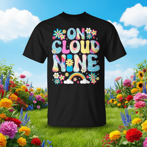 Camiseta de cumpleaños con diseño de flor On Cloud Nine, regalo para niños de 9 años - Product Image 3
