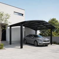Auvent moderne durable en aluminium à pente unique, sur mesure, imperméable et résistant au soleil, pour les zones de stationnement commerciales et communautaires