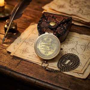 <b>Retro</b> Brass Compass Leather Case Handmade Promotional Novelty <b>Gift</b> Portable Hanging Ring for Outdoor Activities Hiking Camping - Product Image 3