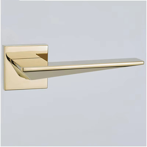 Poignée de porte en alliage de zinc PVD doré, symétrique, pour entrée d'appartement, chambre d'hôtel, avec mécanismes de verrouillage et barres de traction - Product Image 5