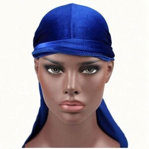 En stock, vente en gros, bon marché, unisexe, foulards de tête en velours doux, bonnets de pirate multifonctionnels de couleur unie pour l'extérieur, durags à longue queue pour hommes - Product Image 4