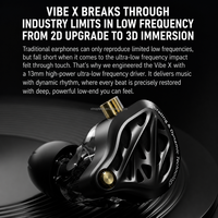 Écouteurs stéréo professionnels KZ Vibe X avec technologie de vibration à double transducteur, voix claires, basses puissantes, moniteur audio pour le gaming