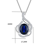 Collar con Colgante de Plata de Ley con Circonita Exquisita, Chapado en Rodio, Gema Azul Ovalada, Joyería de Plata 925 para Mujer