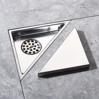 Siphon de sol triangulaire moderne en acier inoxydable pour salle de bain, anti-odeur, invisible, pour douche d'angle