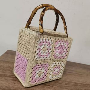 Women's Handmade Bali Multicolor Patchwork Granny <b>Square</b> Crochet Beach Handbag Durable Portable Floral Shoulder Accessory - Product Image 4