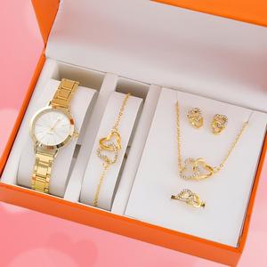 सुरुचिपूर्ण स्टील कंगन महिलाएं फैशनेबल न्यूनतम ट्रेंडी महिलाओं के क्वार्ट्ज घड़ी ब्रेसलेट सेट थोक - Product Image 2