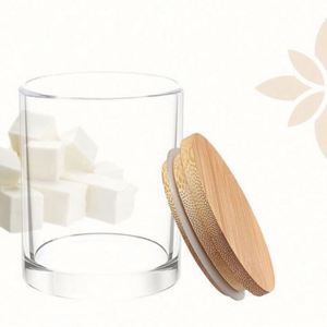 Wholesale 7oz 11oz 14oz Clear Empty Round Glass Candle Jars with <b>Bamboo</b> Lid Silk <b>Screen</b> Printing Custom Logo Label Ready - Product Image 4