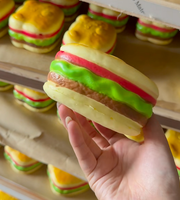 Jouet Squishy Ours Burger en Mousse PU à Remontée Lente, Doux, à Presser, Jouet Sensoriel Anti-Stress, Cadeau Nouveauté, Vente en Gros
