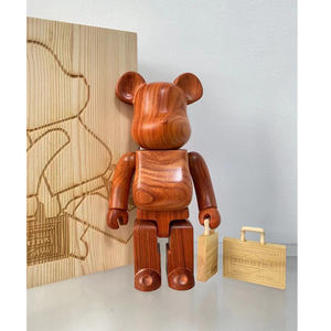 Decoración de sala de estar artesanía de madera <span class=keywords><strong>bearbrick</strong></span> figura de acción juguetes para niños 400% 28cm bloque oso muñeca móvil - Product Image 3