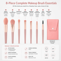 Ensemble de pinceaux de maquillage synthétiques avec logo personnalisé, pour le visage, les yeux, le fond de teint, mini pinceaux de maquillage portables et mignons, sac à fermeture éclair pour enfants