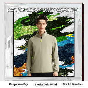 Blouson imperméable coupe-vent écologique personnalisé imprimé 100% polyester avec fermeture éclair, tricoté, randonnée, camping, couleur unie, neutre - Product Image 2