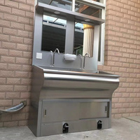 Évier portable en acier inoxydable à commande au pied pour 2 personnes, mobilier hospitalier, lavabo pour les mains 1200*600*1800mm