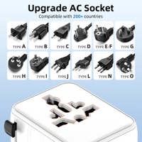 Adaptateur de voyage universel multi-prises 20W à charge rapide, compatible avec les normes australiennes, britanniques, européennes et américaines