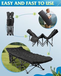 WLIVE Lit de camping moderne en acier 1200D à double couche Oxford pour adultes, lit portable avec matelas, lit pliant d'extérieur avec sac de transport - Product Image 5