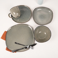 Vaisselle irrégulière facile à utiliser 20 pièces ensemble de vaisselle restaurant de mariage utilisé glaçure réactive tasse bol assiettes ensembles ensemble de vaisselle