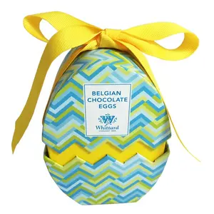 Kotak hadiah permen Paskah kustom bentuk telur dicetak dalam kertas Kraft bergelombang untuk kemasan hadiah cokelat