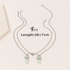 Collana con Ciondolo a Cuore Esagonale in Lega di Zinco Placcata Argento, <span class=keywords><strong>Regalo</strong></span> <span class=keywords><strong>Romantico</strong></span> Unisex <span class=keywords><strong>per</strong></span> Coppie - Product Image 6