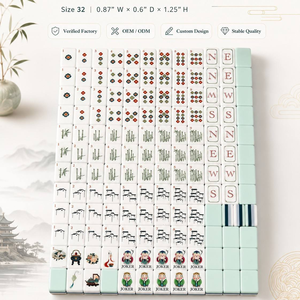 Jeu de Mahjong en plastique de style américain antique léger avec pieds pliables, tuiles de Mahjong rétro vintage, en stock - Product Image 3