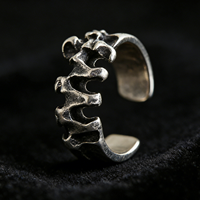 Bague personnalisée en forme d'os, plaquée argent, ouverte et ajustable, pour femme, accessoires de mode, bijoux de fête