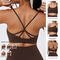 Soutien-gorge de sport respirant pour femme à double bretelle dorsale, en Spandex/Nylon, col en U et maintien élevé pour le yoga, la gym et les entraînements de fitness