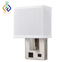 Lampu Dinding Hotel Interior Lampu Linen Hardboard untuk Meja Samping Tempat Tidur Lampu Dinding untuk Kamar Tamu