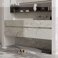 Tostone Meuble-lavabo de salle de bain en marbre minimaliste double vasque, structure étanche pour la rénovation d'appartements et la conception intérieure