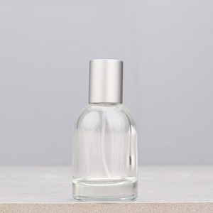Minimalist Round Clear Glass <b>Perfume</b> <b>Bottle</b> <b>30ml</b> 50ml 100ml Smooth Matte Silver Cap Refillable Leak Proof Portable - Product Image 1