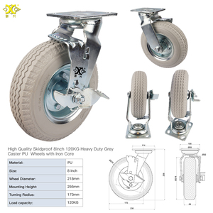 Werkseitig angepasste 8-Zoll-Hochleistungs-PU-Schaumrollenräder mit Bremse für den industriellen Transport OEM - Product Image 2