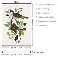 Décoration murale botanique d'oiseaux pour le Nouvel An, thème nature fraîche, cadeau de pendaison de crémaillère, toile murale à suspendre