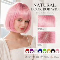 Perruque courte bob dégradée gris argenté de qualité supérieure avec frange, cheveux synthétiques résistants à la chaleur pour femmes, OEM