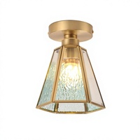 Lampe d'entrée vintage en verre de style français, lampe de couloir en cuivre, lampe de chevet de style mid-century, lampe créative d'inspiration nordique pour chambre à coucher