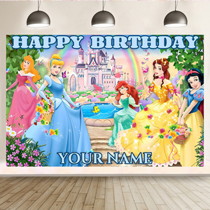 Decorazioni per Feste di <span class=keywords><strong>Compleanno</strong></span> per Ragazze, Sfondo Principesse, Castello delle Fiabe, Scenografia Principessa - Product Image 3