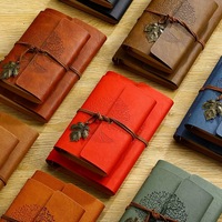 Agenda de voyage en cuir A6 avec logo personnalisé, reliure agrafée, papier vierge pour usage professionnel