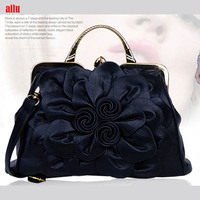 Sac à main classique pour dames en cuir à grande fleur rose, sac à main en cuir pour dame de bureau