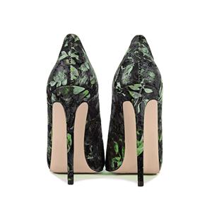 Escarpins Artisanaux en Denim Tie-Dye pour <span class=keywords><strong>Femme</strong></span>, à Talon Aiguille de 12 cm, Bout Pointu, Découpes Ondulées, Décolleté Peu Profond, Chaussures Habillées - Product Image 6