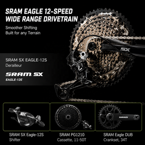 Vélo <span class=keywords><strong>de</strong></span> montagne à suspension intégrale avec cadre en fibre <span class=keywords><strong>de</strong></span> carbone, double suspension, <span class=keywords><strong>29</strong></span> pouces, 12 vitesses, fourche avant en alliage d'aluminium SX EAGLE, léger - Product Image 3