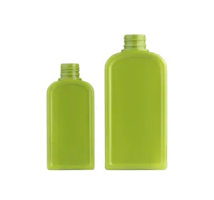 JS卸売150ml300mlペットプラスチックグリーンスクエアフラットボディウォッシュシャージェルキャップボトル