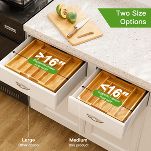 Bamboo Modern Kitchen Single Tier Expandable Foldable <b>Drawer</b> Divider Storage <b>Tray</b> - Product Image 4