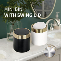 Mini poubelle gain de place pour table - Modèle de bureau en acier inoxydable de 1,5 L avec couvercle à bascule pratique