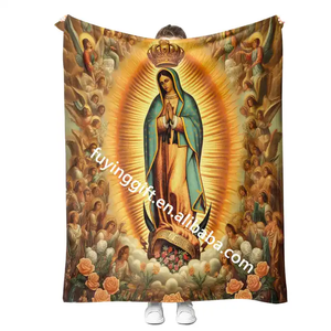 Manta de Franela Estampada Personalizada con Diseño Nuevo al por Mayor, Regalo para Entusiastas de la Virgen María de Guadalupe - Product Image 1