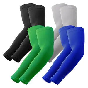 Breathable Basketball Golf Running UV Sun Protection Custom Colored Elastic Compression Arm Sleeves