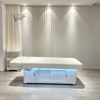 Lit de massage électrique de luxe moderne blanc à 2 moteurs pour salon de beauté, table de soin du visage et des cils, chaise de cosmétique