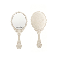 Miroir portable rétro créatif de princesse, personnalisable, avec poignée décorative pour le maquillage