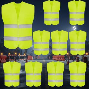 Échantillon gratuit <span class=keywords><strong>Gilet</strong></span> de sécurité réfléchissant haute visibilité respirant 10 pièces pour travaux de circulation, course à pied, arpenteur et agent de sécurité - Product Image 1